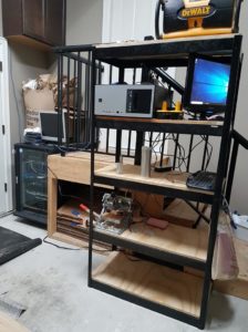 Shop corner with rack and cnc shelf