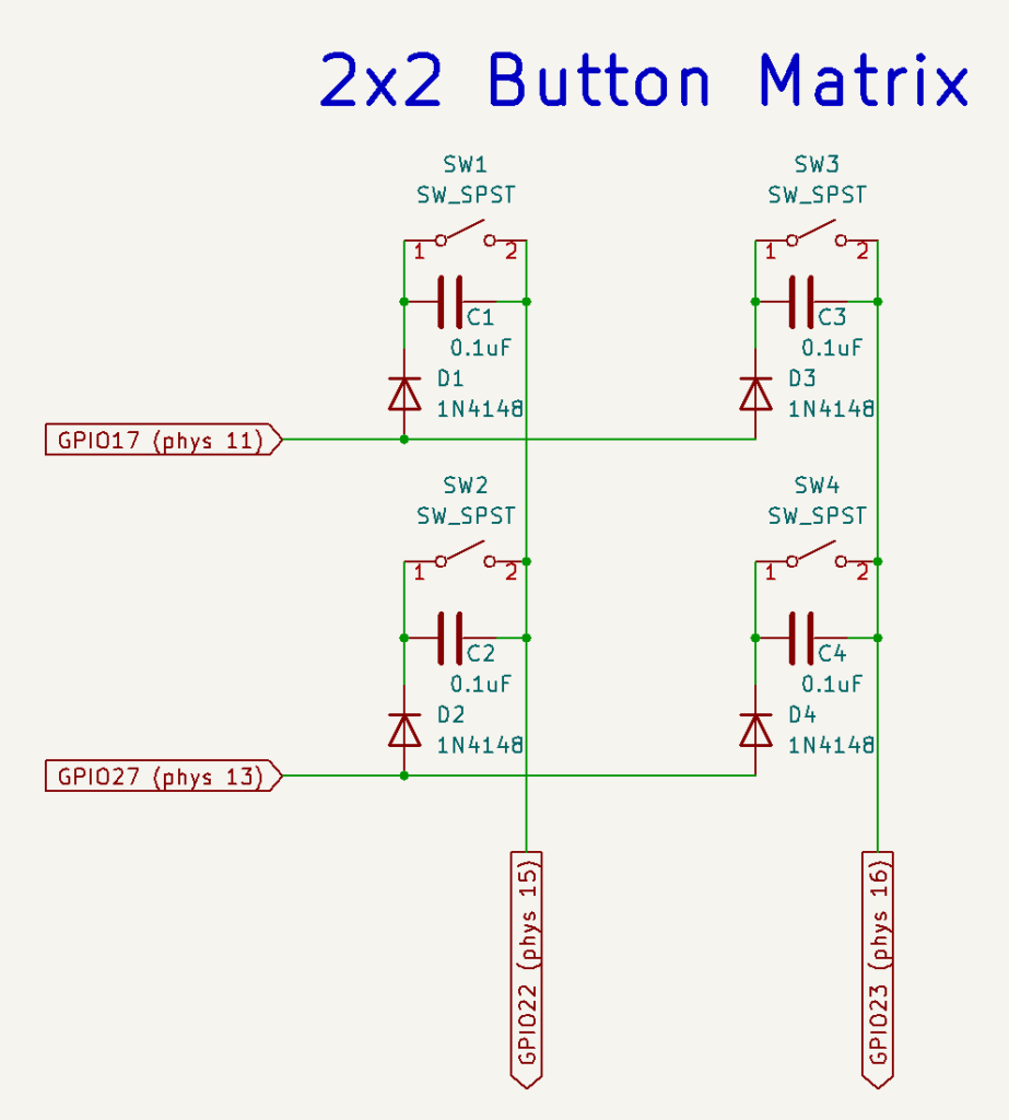 2x2 Button Matrix Schematic